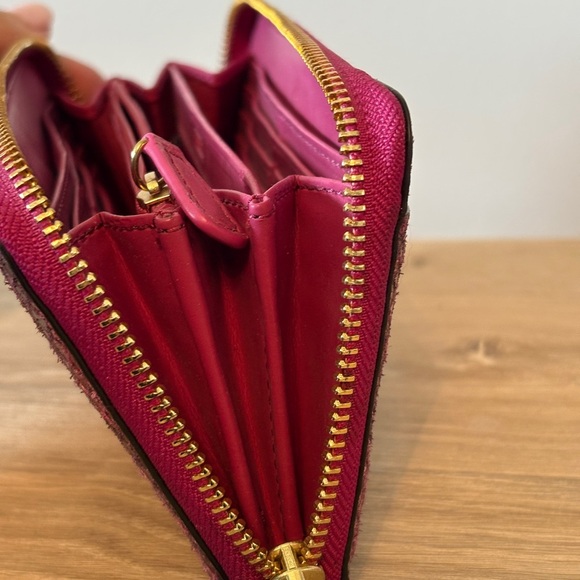 Coach Python Leather Zip Around Wallet -  Raspberry - Picture 5 of 7